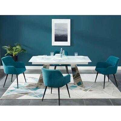 Vente-unique Heka Set di 6 Sedie in Velluto - Mobili da Pranzo Vente-unique Heka Set di 6 Sedie in Velluto - Mobili da Pranzo