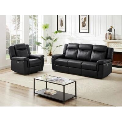 Vente-unique Ensemble Canapé et Fauteuil Relax Électrique en Cuir Noir - Publicité Vente-unique Ensemble Canapé et Fauteuil Relax Électrique en Cuir Noir - Publicité