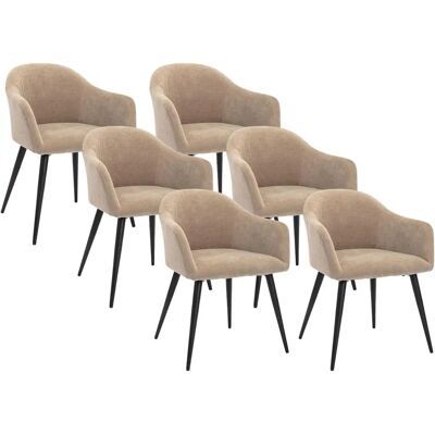 Vente-unique - Bibo Esszimmerstühle - Beige - Moderner Metallrahmen - Set aus 6 Vente-unique - Bibo Esszimmerstühle - Beige - Moderner Metallrahmen - Set aus 6