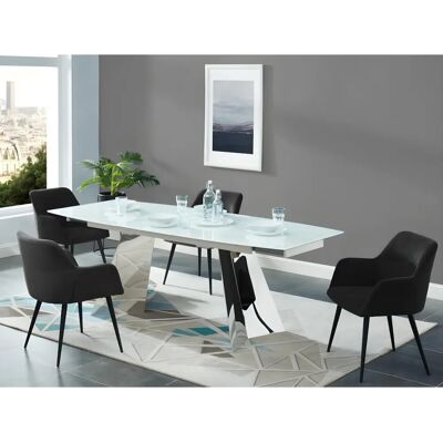Vente-unique Heka Ensemble de 6 Chaises en Tissu Velours avec Bras - Publicité Vente-unique Heka Ensemble de 6 Chaises en Tissu Velours avec Bras - Publicité