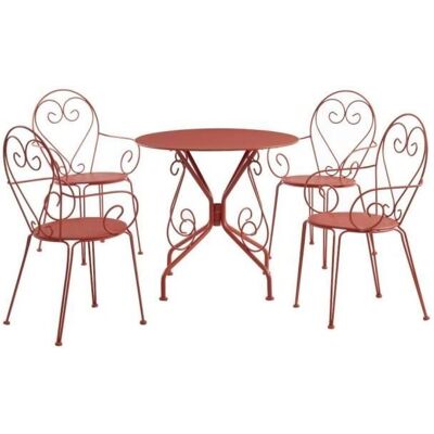 MYLIA Collezione Giardino - Sala da pranzo da giardino - Terracotta - Metallo - 4 Posti MYLIA Collezione Giardino - Sala da pranzo da giardino - Terracotta - Metallo - 4 Posti