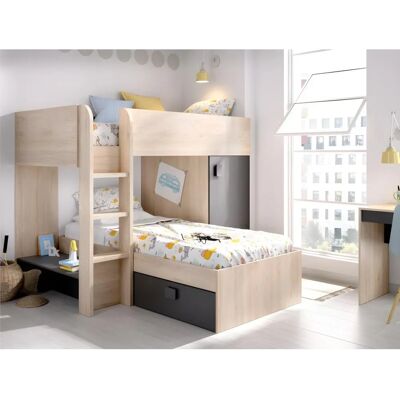 Unique Reversible Etagenbett mit Stauraum - 90x190cm - Anthrazit Unique Reversible Etagenbett mit Stauraum - 90x190cm - Anthrazit