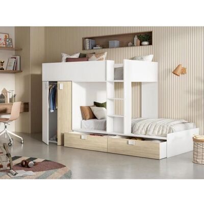 Lits superposés Unique avec armoire - 90x190 cm Lits superposés Unique avec armoire - 90x190 cm