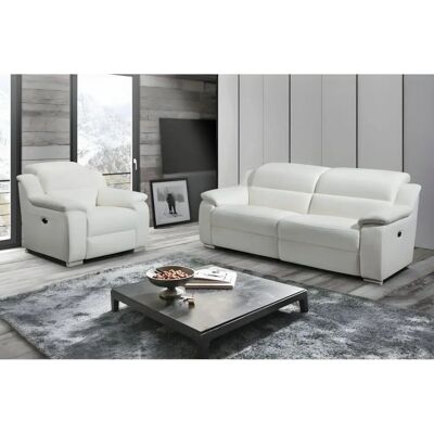 Vente-Unique Canapé en Cuir Ivoire 3 Places & Fauteuil Relax - Publicité Vente-Unique Canapé en Cuir Ivoire 3 Places & Fauteuil Relax - Publicité