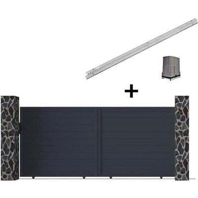 Vente-unique Nazario Aluminium schuifpoort - 350x173cm - Grijs Vente-unique Nazario Aluminium schuifpoort - 350x173cm - Grijs