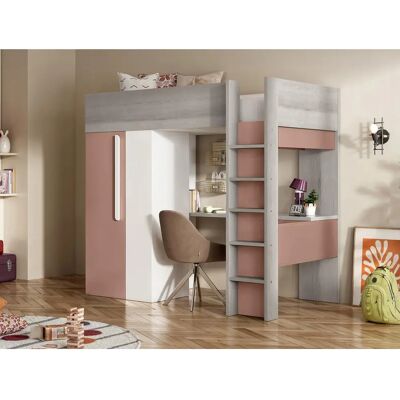 Lit Nicolas avec Bureau et Armoire - Gain de place, 90x200cm Lit Nicolas avec Bureau et Armoire - Gain de place, 90x200cm