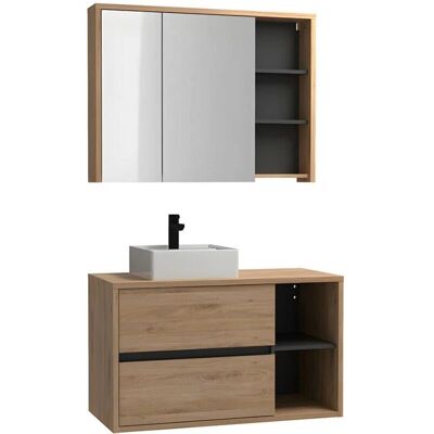 Vente-unique Bathroom Furniture - Purnal Model with Natural Light Finish Vente-unique Bathroom Furniture - Purnal Model with Natural Light Finish