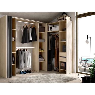 Armoire d'angle extensible Dorian - 13 étagères & 3 barres Armoire d'angle extensible Dorian - 13 étagères & 3 barres