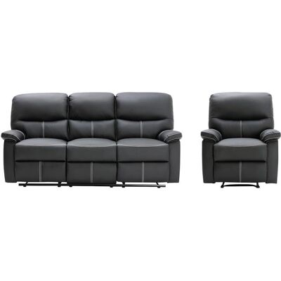 Ensemble Canby Canapé et Fauteuil Relaxation - Noir Simili - Publicité Ensemble Canby Canapé et Fauteuil Relaxation - Noir Simili - Publicité
