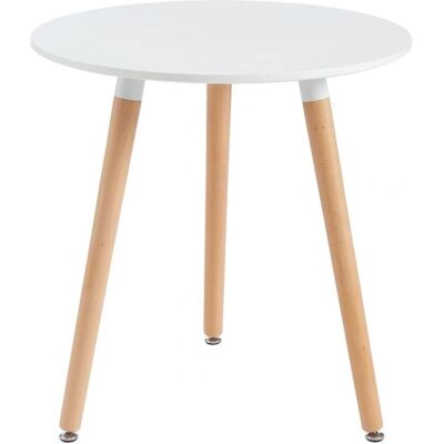 Vente-unique - Beech Wood Round Dining Table - 2 Seats - MDF - White Vente-unique - Beech Wood Round Dining Table - 2 Seats - MDF - White