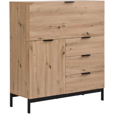 Unique Erwin Desk - Natural Wood, 2 Doors, 3 Drawers - Desk Unique Erwin Desk - Natural Wood, 2 Doors, 3 Drawers - Desk