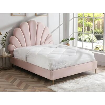 Lit LIVAYA Rose 160 x 200 cm - Sans matelas - Avec sommier Lit LIVAYA Rose 160 x 200 cm - Sans matelas - Avec sommier
