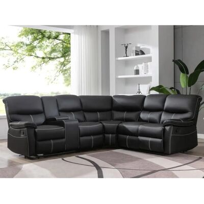 Zwart Sofa Canby Vente-Unique - Relax L-vorm voor 5 Personen Zwart Sofa Canby Vente-Unique - Relax L-vorm voor 5 Personen