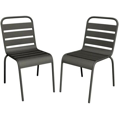 MYLIA Tuin Collectie Stapelbare Stalen Tuinstoelen - Antraciet - Tuinstoelen MYLIA Tuin Collectie Stapelbare Stalen Tuinstoelen - Antraciet - Tuinstoelen