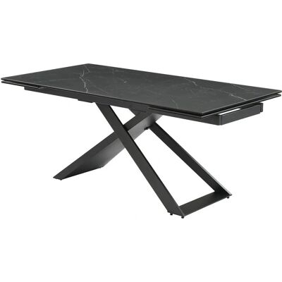 Table à Manger Extensible en Marbre Noir - 6-10 Places Table à Manger Extensible en Marbre Noir - 6-10 Places