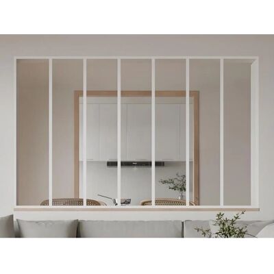 Vente-Unique Biały Aluminiowy Stały Ściana Szklana - 210x130 cm Vente-Unique Biały Aluminiowy Stały Ściana Szklana - 210x130 cm