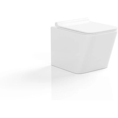 Vente-Unique Wall-mounted Ceramic Rimless Toilet - White Vente-Unique Wall-mounted Ceramic Rimless Toilet - White
