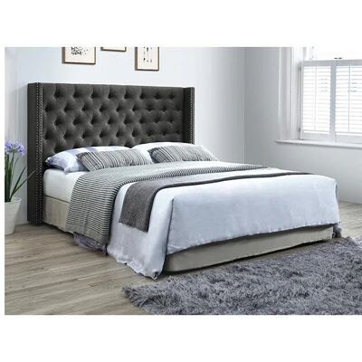 Tête de lit capitonnée gris Vente-unique - 190 cm - Publicité Tête de lit capitonnée gris Vente-unique - 190 cm - Publicité