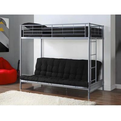 Vente-unique Hochbett - Metall Silber, 90x190cm, Wendbare Leiter - Platzsparend Vente-unique Hochbett - Metall Silber, 90x190cm, Wendbare Leiter - Platzsparend