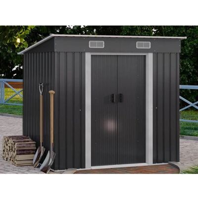 Expertland Stahl-Gartenhaus 183x109x192cm - Robuster Stauraum Expertland Stahl-Gartenhaus 183x109x192cm - Robuster Stauraum