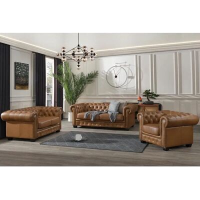 Vente-unique - Chesterfield Sofa 3+2+1 Vintage Leder - Karamell Vente-unique - Chesterfield Sofa 3+2+1 Vintage Leder - Karamell