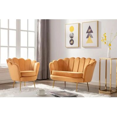Ensemble Canapé et Fauteuil Velours Dandelion - Vente-unique - Publicité Ensemble Canapé et Fauteuil Velours Dandelion - Vente-unique - Publicité