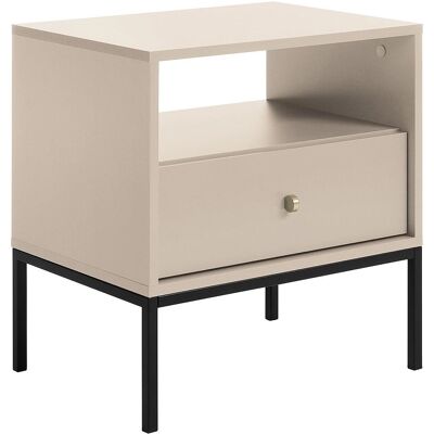 Table de chevet BOGDAN - Beige - 1 tiroir & 1 niche - Design Moderne - Publicité Table de chevet BOGDAN - Beige - 1 tiroir & 1 niche - Design Moderne - Publicité