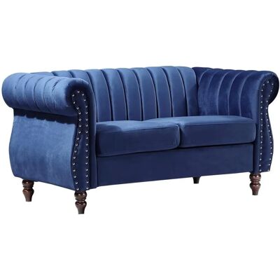 Unique Trumbo Samtblauwe Chesterfield 2-Sitzer - Sofa Unique Trumbo Samtblauwe Chesterfield 2-Sitzer - Sofa