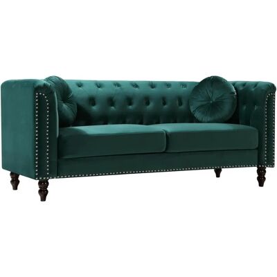 Vente-unique Turner Samtsofa 3-Sitzer - Chesterfield Stil Vente-unique Turner Samtsofa 3-Sitzer - Chesterfield Stil
