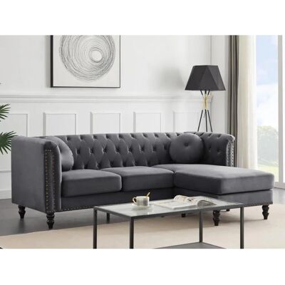 Vente-unique Drehbares Samt Ecksofa - Chesterfield Stil Vente-unique Drehbares Samt Ecksofa - Chesterfield Stil