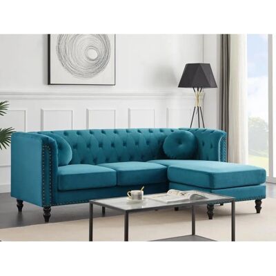 Unique Turner Samt Ecksofa - Reversibel Chesterfield Design Unique Turner Samt Ecksofa - Reversibel Chesterfield Design
