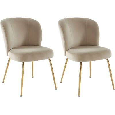 Pascal MORABITO Velours- und Metallstühle Beige - Set von 2 - Innenbereich Pascal MORABITO Velours- und Metallstühle Beige - Set von 2 - Innenbereich