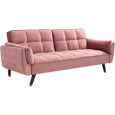 Sofá Cama Rosa VENTE-UNIQUE - 3 Lugares Veludo Convertível Sofá Cama Rosa VENTE-UNIQUE - 3 Lugares Veludo Convertível