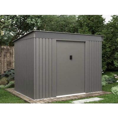 Vente-unique Steel Garden Shed - 4.29m² - Gray - Double Sliding Door Vente-unique Steel Garden Shed - 4.29m² - Gray - Double Sliding Door