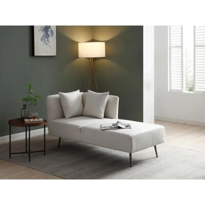 Vente-unique Canapé tissu crème gauche/droite - Méridienne - Publicité Vente-unique Canapé tissu crème gauche/droite - Méridienne - Publicité
