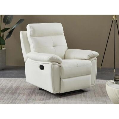 Vente-unique Fauteuil Relax en Cuir Blanc - Canapé - Publicité Vente-unique Fauteuil Relax en Cuir Blanc - Canapé - Publicité