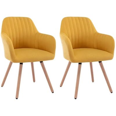 Vente-unique Ensemble de 2 Chaises Jaune - Style Rétro Indoor - Publicité Vente-unique Ensemble de 2 Chaises Jaune - Style Rétro Indoor - Publicité