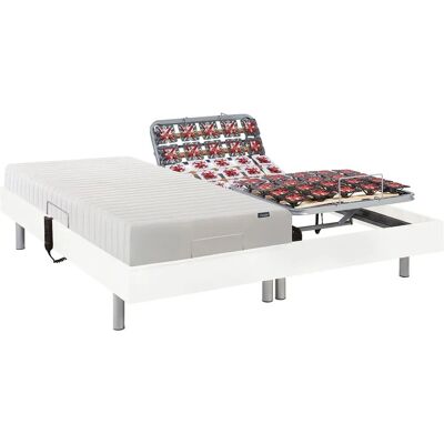 Elektromagnetyczne łóżko z materacem z lateksu - 2x70x190cm - Biały Elektromagnetyczne łóżko z materacem z lateksu - 2x70x190cm - Biały