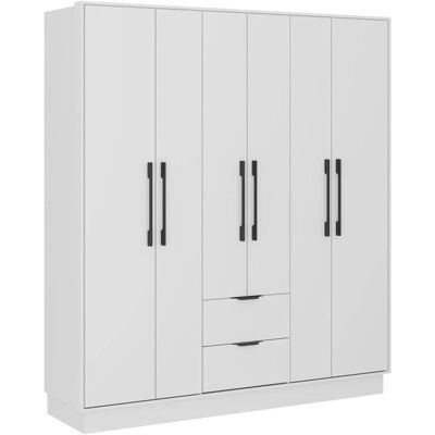 Vente-unique Armoire Blanche à 6 Portes - Armoire Vente-unique Armoire Blanche à 6 Portes - Armoire