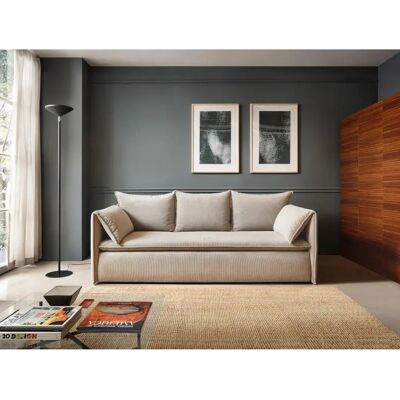 PASCAL MORABITO Canapé 3 Places Velours Beige - Sofa Bed PASCAL MORABITO Canapé 3 Places Velours Beige - Sofa Bed