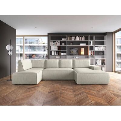 Vente-Unique Amelia Beigefarbenes Samt-Ecksofa - 8 Plätze Vente-Unique Amelia Beigefarbenes Samt-Ecksofa - 8 Plätze