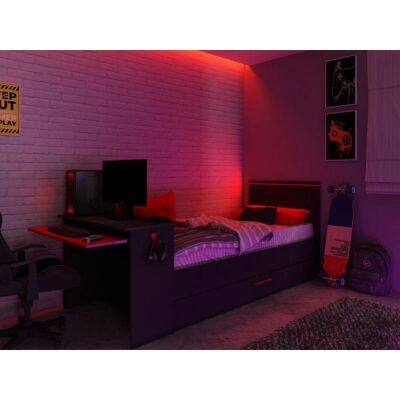 VOUANI Gaming stapelbed met bureau & LED - 90x200cm VOUANI Gaming stapelbed met bureau & LED - 90x200cm