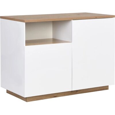 Îlot de cuisine CORELINA - Naturel et blanc - Fermeture douce - 120x60x90 Cm - Publicité Îlot de cuisine CORELINA - Naturel et blanc - Fermeture douce - 120x60x90 Cm - Publicité