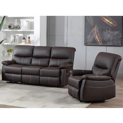 Vente-unique Ensemble Canby Canapé et Fauteuil - Marron, Relax - Publicité Vente-unique Ensemble Canby Canapé et Fauteuil - Marron, Relax - Publicité