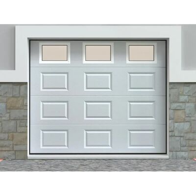 CAOPAS Witte Stalen Garagedeur - Sectionaal met Ramen CAOPAS Witte Stalen Garagedeur - Sectionaal met Ramen