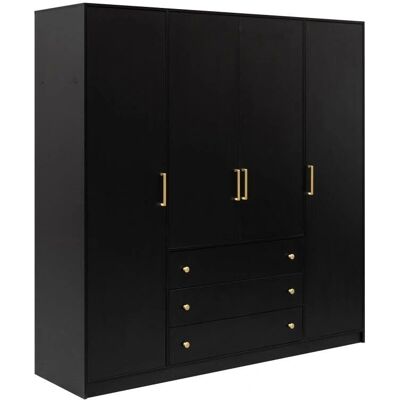 Vente-unique Armoire 4 portes et 3 tiroirs - L196 - Noir - Lizandro - Armoire - Publicité Vente-unique Armoire 4 portes et 3 tiroirs - L196 - Noir - Lizandro - Armoire - Publicité