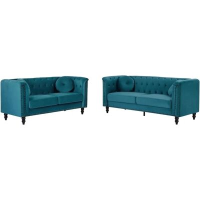 Vente-Unique Turner Samt Chesterfield-Sofa - Vintage Stil Vente-Unique Turner Samt Chesterfield-Sofa - Vintage Stil