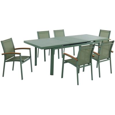 MYLIA Nauru Aluminium Garden Dining Set - Vert amande - Extensible MYLIA Nauru Aluminium Garden Dining Set - Vert amande - Extensible