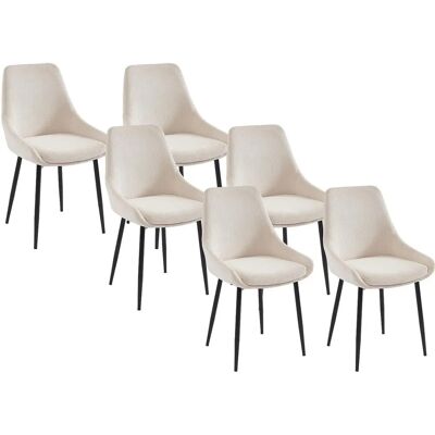 Chaise de salle à manger Masurie en velours et métal - Lot de 6 Chaise de salle à manger Masurie en velours et métal - Lot de 6