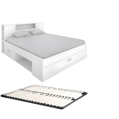 Cama de almacenamiento Leandre Blanco - Cama Cama de almacenamiento Leandre Blanco - Cama